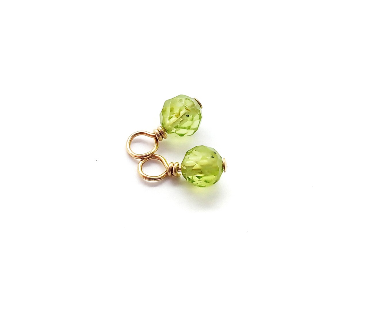 Tiny Peridot Charms with 14K Gold-Filled Wire, 2 pieces, Adorabilities